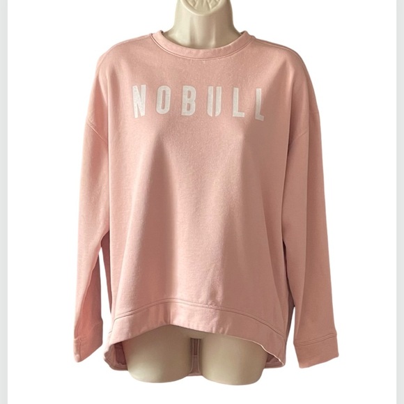 Nobull Crew Neck Sweatshirt Size M Light Pink Sweater Logo Spellout - Picture 1 of 8